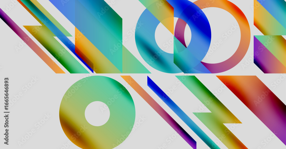 Poster abstract colorful design. geometric shapes overlap creating vibrant visual effect. modern aesthetic,