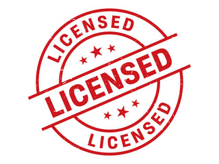 Red circular stamp icon with text licensed approved legal business document stamp official seal transparent background