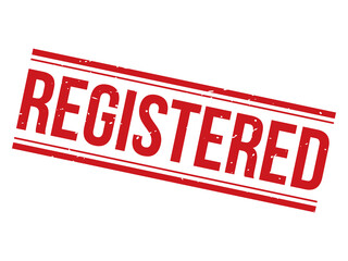 Bold red registered stamp icon with glinting highlights on a black background transparent background