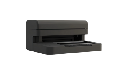 black 3d paper printer icon on white background