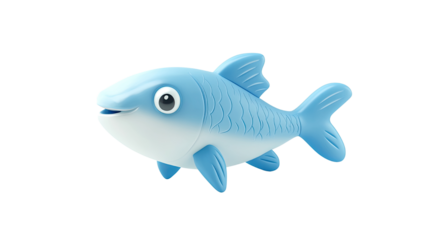 blue fish cartoon 3d rendering on white background