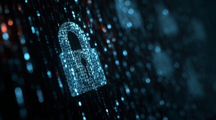 Futuristic shield icon representing cybersecurity and privacy, digital data protection concept with secure network connections, advanced online safety technology background