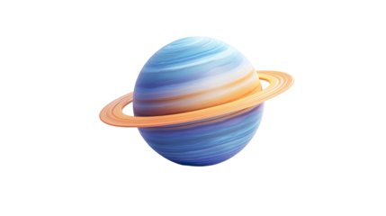 planet with yellow ring around on white background