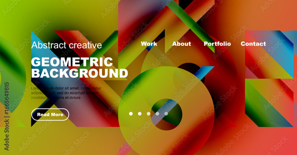 Poster vibrant geometric design. colorful gradients blend, creating modern abstract backdrop for website he