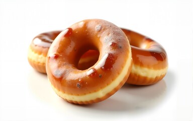Tasty donuts with jam on white background. Hanukkah celebration concept. High quality