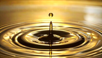 Golden water droplet suspended mid-air above rippling surface—capturing serenity, precision, and the poetic tension of motion, reflection, and fluid dynamics in minimalist visual storytelling.