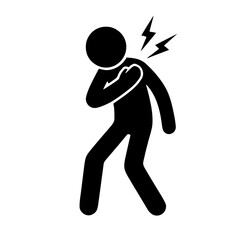 Stickman Figure with Shoulder Pain SVG Clip Art