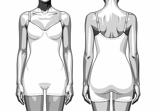 Elegant Undergarment Illustration: A front and back view of a minimalist design that exudes a sense of grace and elegance, a testament to style and sophisticated taste.