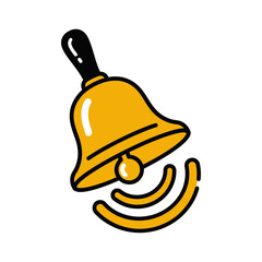 Simple Golden Bell Icon with Sound Waves
