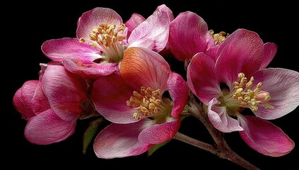 Close-up of vibrant pink apple blossoms