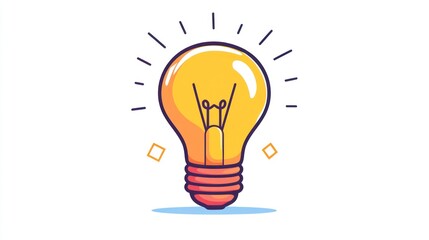 Bright idea lightbulb graphic, abstract illustration, flat design