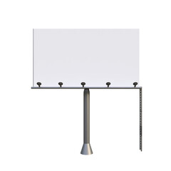 Obraz premium Empty white billboard on a pole, a blank canvas ready for custom advertising, branding, and public information messages, isolated for creative design