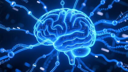 a hyper-realistic neural network glowing with neon light 