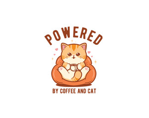 powered by coffee and cat illustration