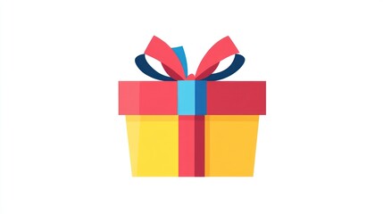 Fototapeta premium Gift box, flat style graphic, isolated on white background. Use in e-commerce, gift-related promotions or websites