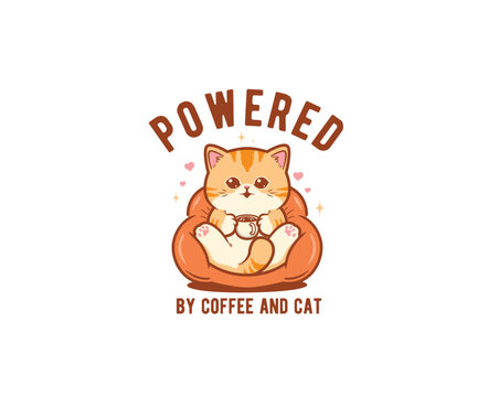 powered by coffee and cat illustration