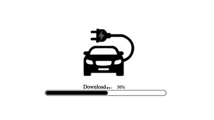 Electric car dashboard display. Electric Car Charging Indicating the Progress of the Charging, electric vehicle battery indicator showing an increasing battery charge. - Powered by Adobe