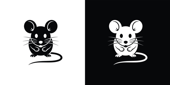 Two Mouse Standing Silhouette. Invert effect with transparent background