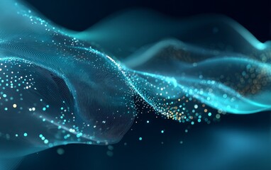 Abstract digital waves with glowing particles present a modern and futuristic visual effect full of technology sense.