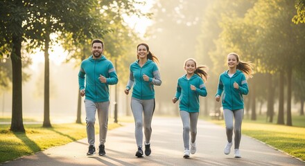 Family Fitness Healthy Habits, Morning Run, Active Lifestyle