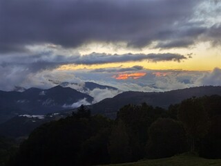 sunset in the mountains