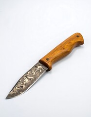 Fixed blade knife with wooden handle