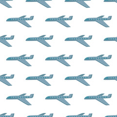 Blue Airplane Seamless White Background