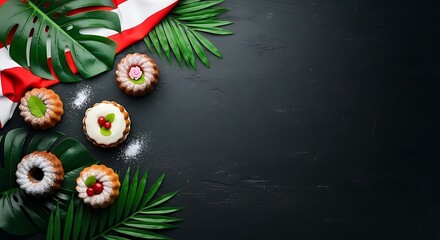 Gourmet Cupcakes with Tropical Leaves