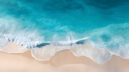 Fototapeta premium An overhead view of a pristine beach with crystal-clear water