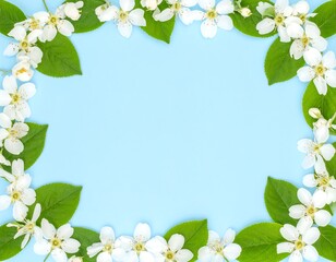 Floral border on light blue background