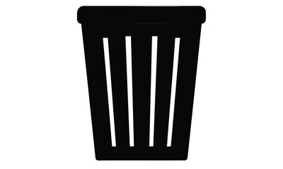 Waste bin icon vector illustration, trash bin silhouette