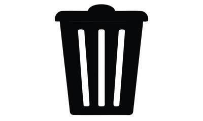 Waste bin icon vector illustration, trash bin silhouette