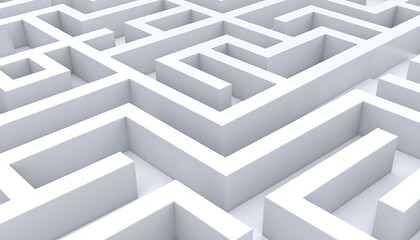 White Maze, 3D Perspective, Complex Paths