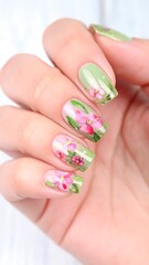 Floral painted nails