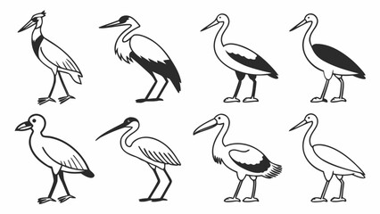 set of silhouettes of birds