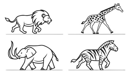 vector illustration of a set of animals