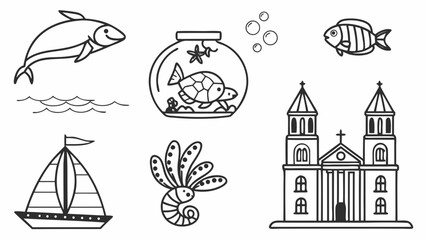 Fototapeta premium vector illustration of a set of landmarks