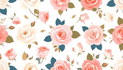 Floral rose pattern on white background