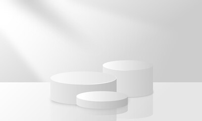 Minimalist aesthetic white podium with luxury background for elegant product display