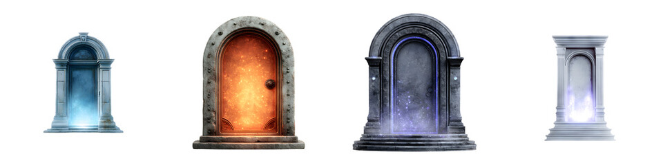 Fototapeta premium Fantasy Portal Collection Isolated on White