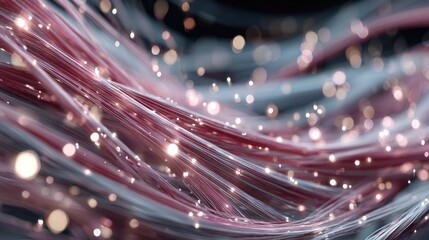Abstract swirling strands with glowing particles