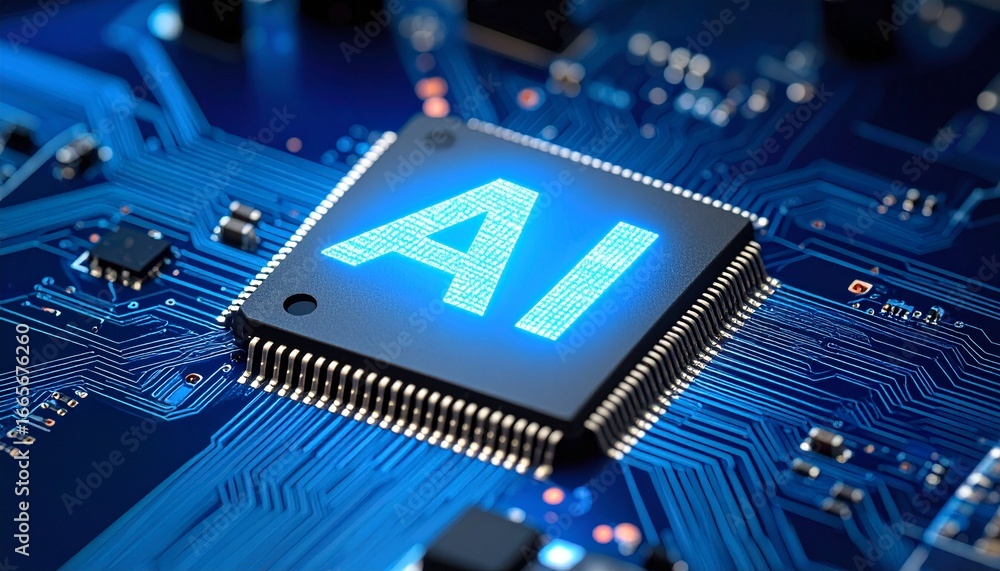 Aufkleber processor chip, there is a hologram consisting ai, generated with ai.