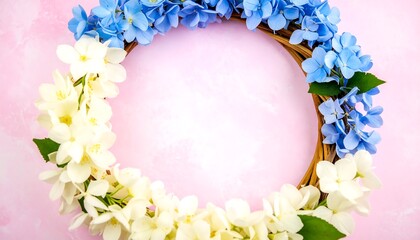 Floral wreath on a pink background