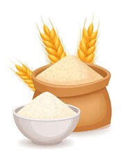 Flour in Bag and Bowl