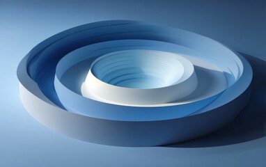 Obraz premium An abstract geometric form featuring multiple concentric circles in light blue hues, showcasing a modern and minimalist design.