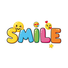 Colorful Cartoon Smiley Faces Word 