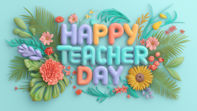 Colorful floral letter display for festivities, created AI