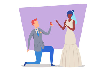 Line illustration of wedding ring design with simple band and stone. Concept of marriage and commitment