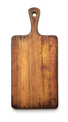 Fototapeta premium Isolated Vintage Wooden Cutting Board with Handle and Hole on White Background