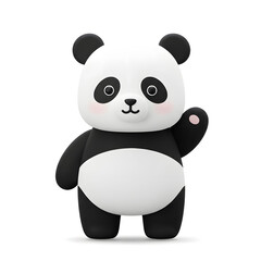 Fototapeta premium A funny baby panda bear character vector illustration with a cute smile eating bamboo